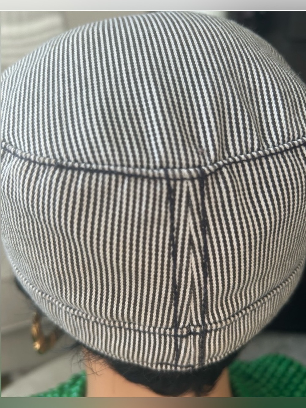 🌸NEW Hollister Gray Pinstripe Military-Style Cap with Maroon Seagull Logo - Picture 5 of 7